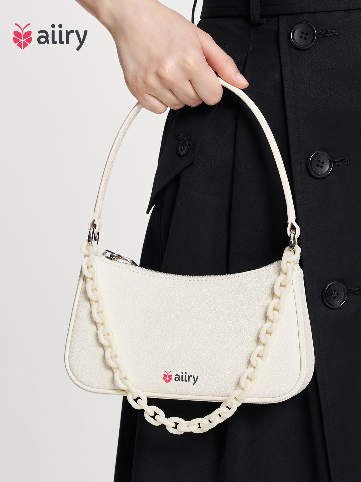 AIIRY™- Alcott Scarf Chain-Link Shoulder Bag - Cream
